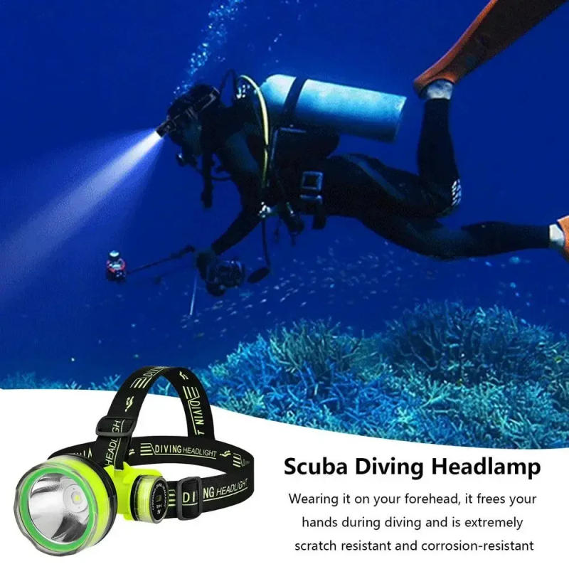 Description Picture 3 of itemPortable Rechargeable Diving Headlight 350m Underwater 2 Light Modes Waterproof Super Bright LED Diver Spearfishing Headlamp