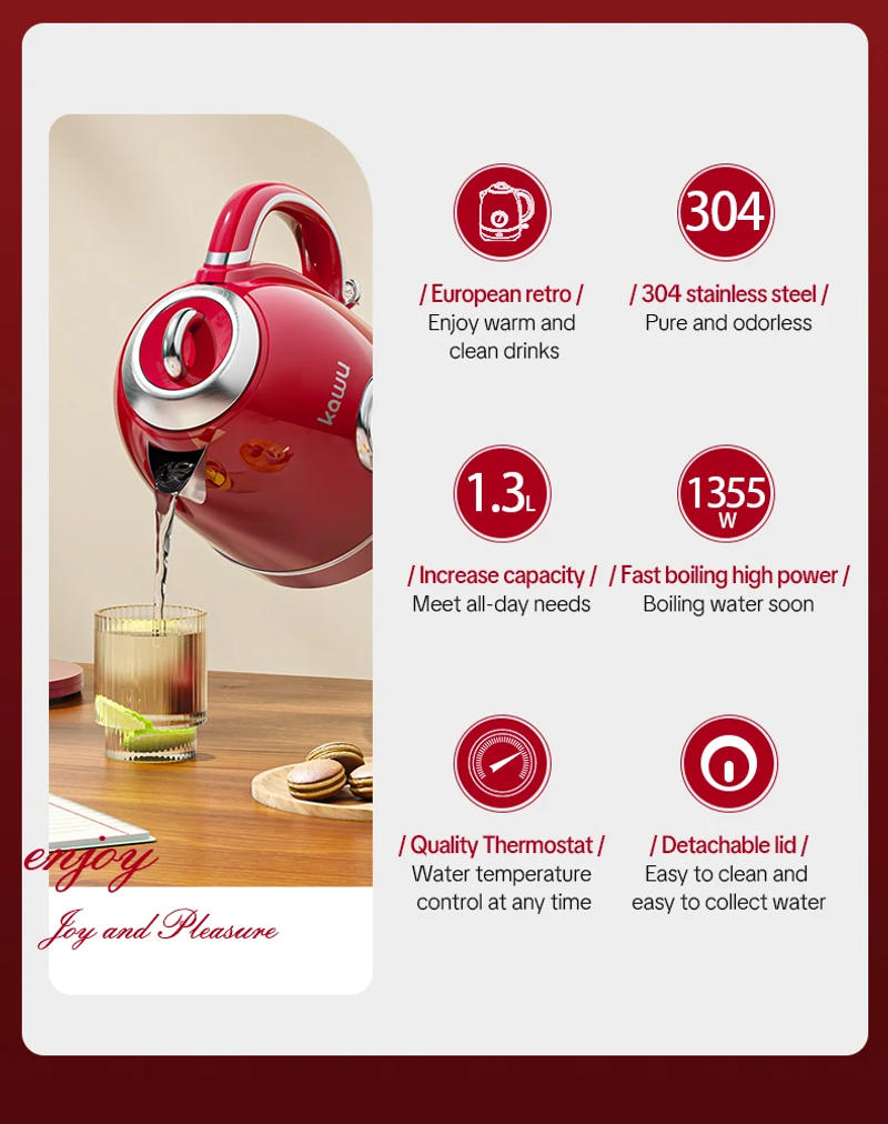 Description Picture 3 of itemRetro electric kettle with temperature display integrated, fully automatic power-off household stainless steel kettle