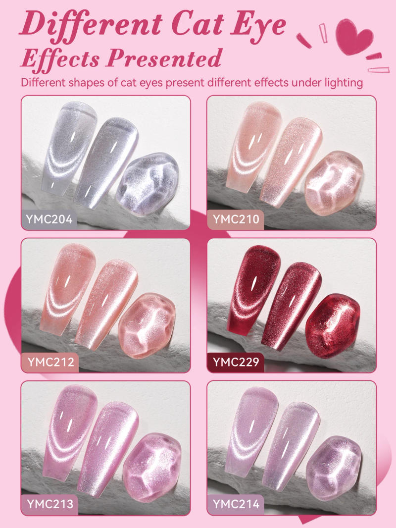 Description Picture 5 of itemYOKEFELLOW Magnetic Gel Nail Polish Amour de Cristal Gel Polish Red UV Cat Eye Gel for Nail Art Manicure DIY Valentine's Day