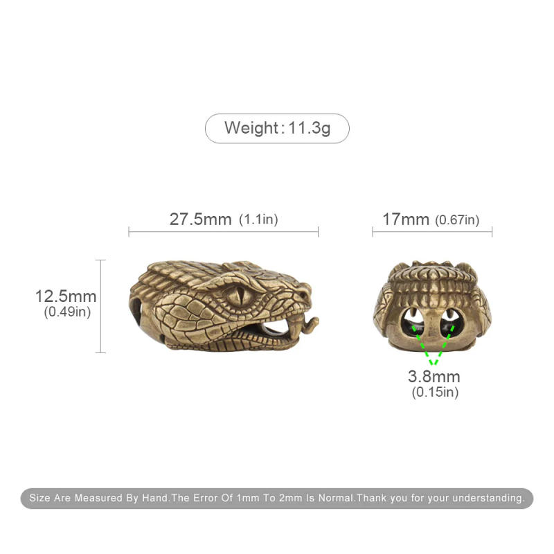 Description Picture 4 of itemSnake Head Brass Knife Beads Paracord Lanyard Pendant Bead DIY Braided Hand Rope