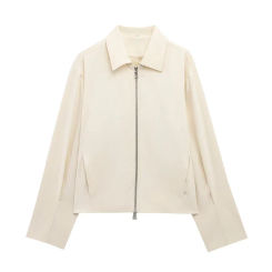 TRAF Women Bomber Jacket Cropped Jackets For Women Zipper Coat Long Sleeve Casual New Outerwear 2024 Fashion