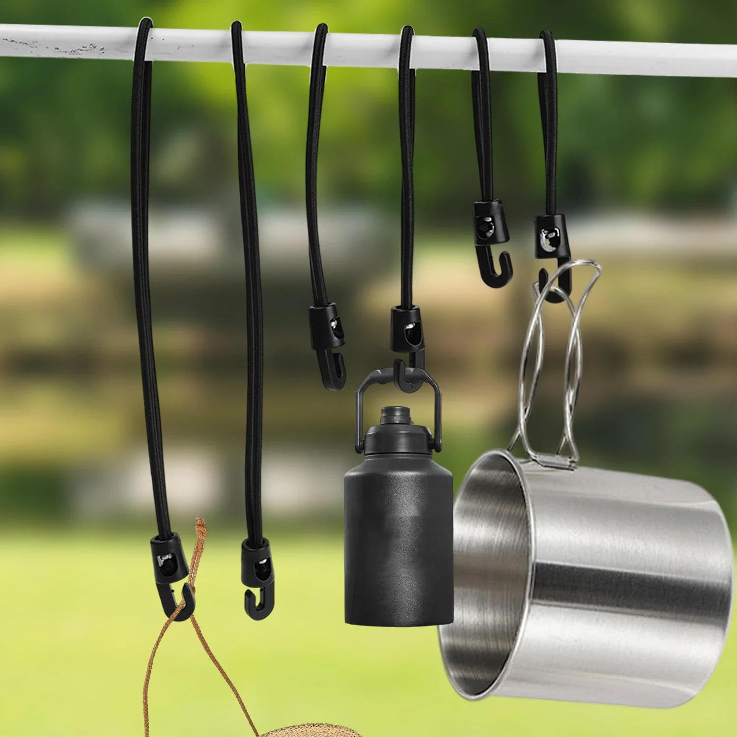 Description Picture 4 of item10/1Pcs Bungee Cord with Hooks 10/15/25cm High Elasticity Expander with Hooks Rubber Tensioner with Hooks for Camping Tarpaulin