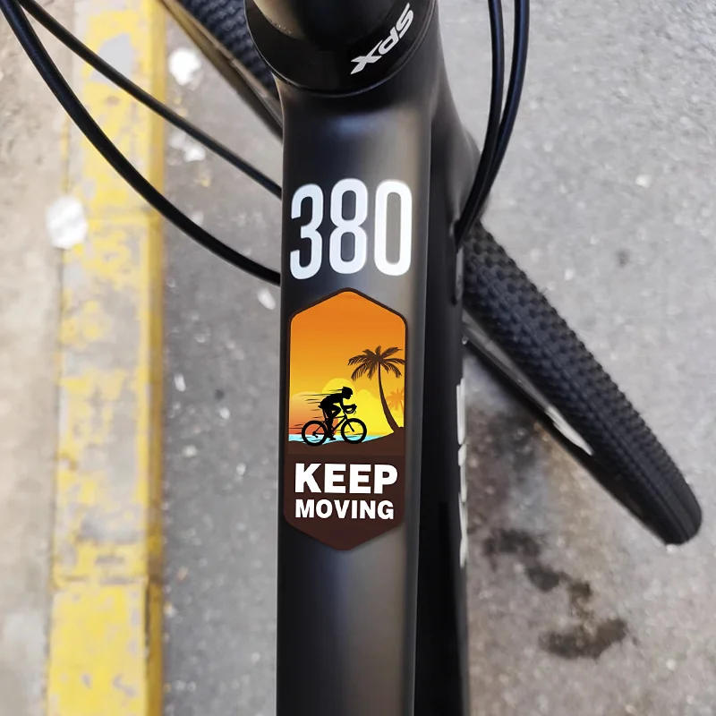 Description Picture 3 of item2Pieces KEEP MOVING Mountain Bike Stickers - Waterproof Hexagonal Frame Sticker