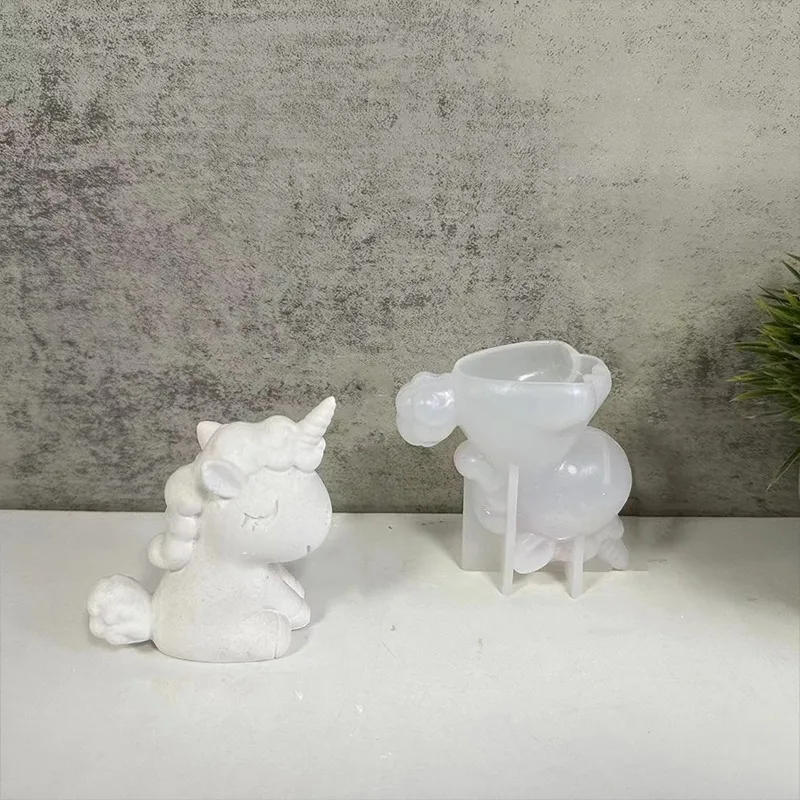 Description Picture 6 of itemTransparent Unicorn Silicone Epoxy Resin Molds Animal Handmade Aromatherapy Candle Making Form Decoration Tool
