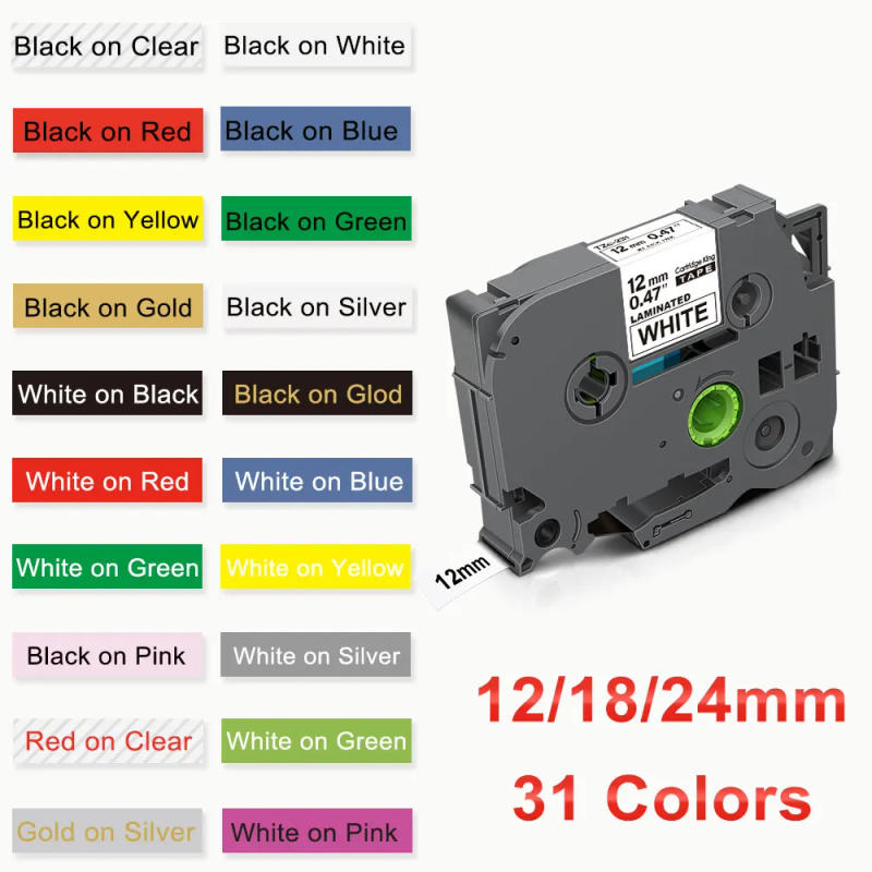 Description Picture 2 of item12/18/24mm 231 Label TZ231 TZ241 TZ251 Laminated Tape TZ 231 241 251 Ribbon Compatible for Brother P-touch PT-P710BT Label Maker