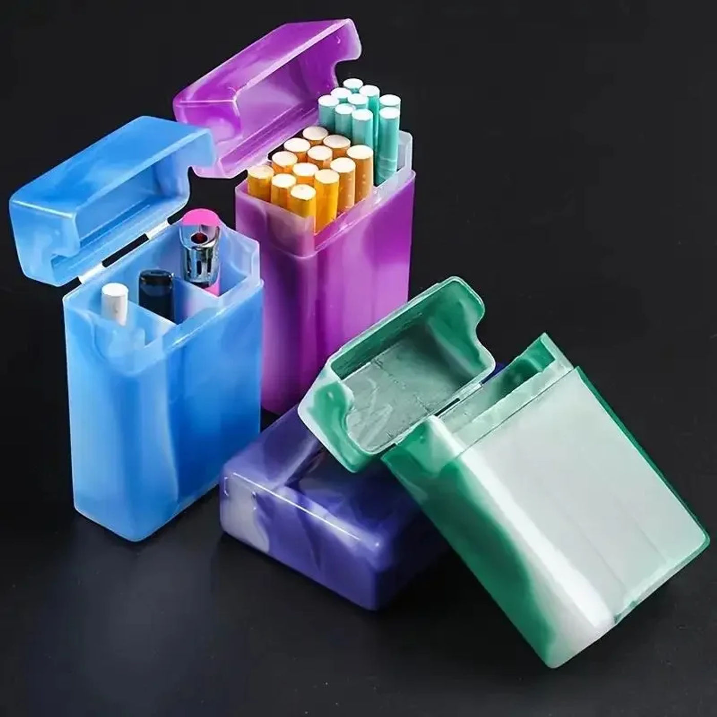Description Picture 2 of itemPortable Multifunctional Plastic Cigarette Case Men Flip Lid Cigarette Case Lighter Storage Box Cigarette Case