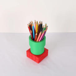 1 pc tube shaped storage pen holder, red and green color scheme, creative design, home decoration, office storage pen holder