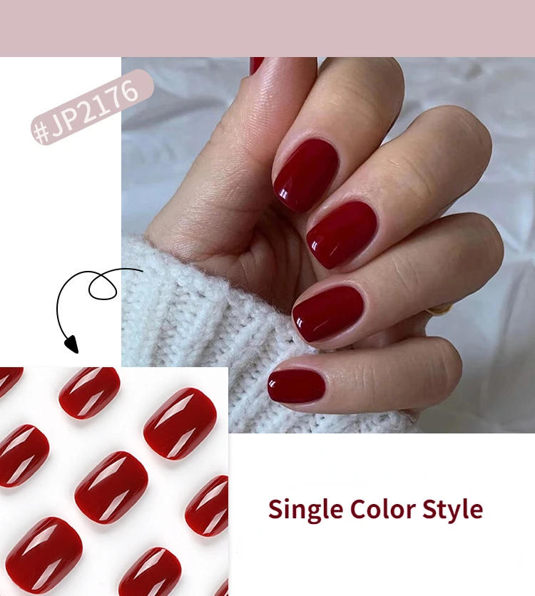 Description Picture 5 of item24Pcs/Set Single Color Glossy False Nails Full Cover Removable Fake Nails Art Faux Acrylic Press on Nail Tools Short Nails Tips