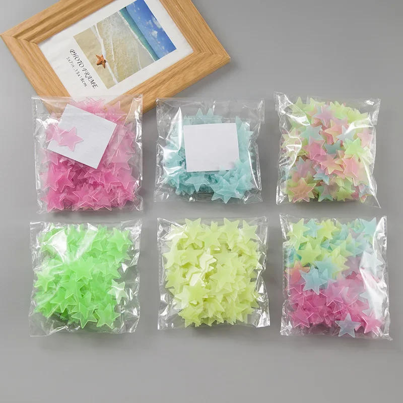 Description Picture 2 of item100pcs/set  Pvc Stars Glow Stickers Luminous in Dark Night Wall Art 3D Home Decals for Kids Room Ceiling Switch Decoration