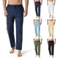 Lightweight Men Casual Pants Cotton Drawstring Elastic Waist Loose Home Man Trousers Y2k Clothes Gym Work Pantalones Streetwear