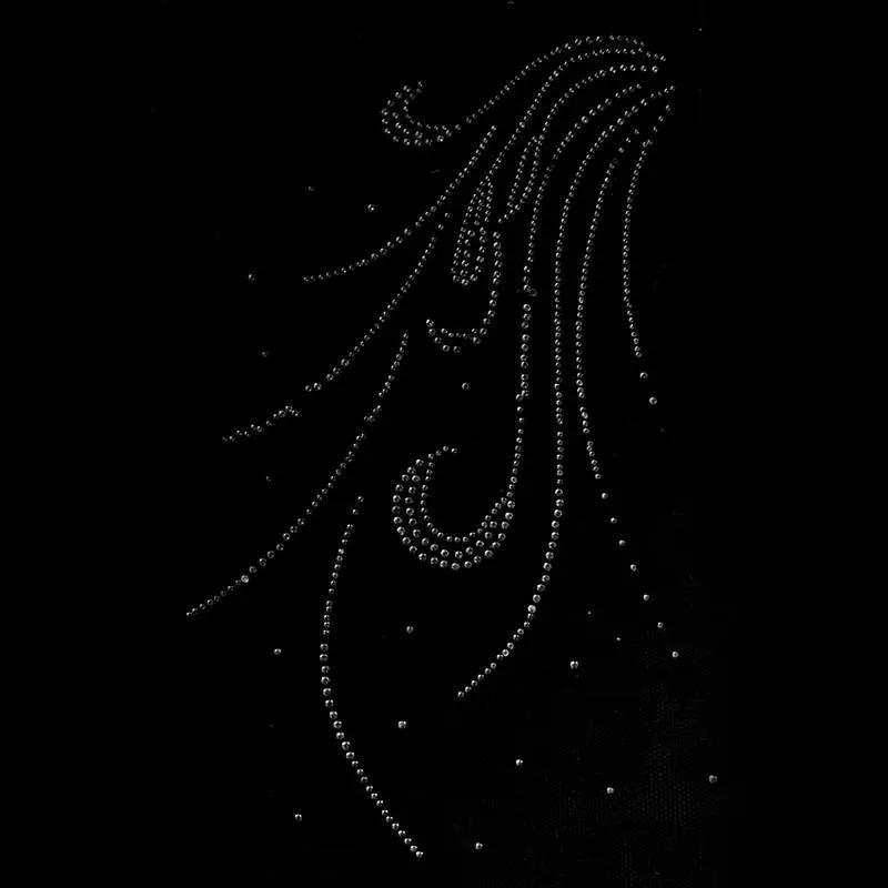 Description Picture 2 of itemHot Fix Rhinestones Crystal Pearl Sequined Heat Feather Motif Transfer Design Iron On Transfer Paper Patch Clothes Decoration