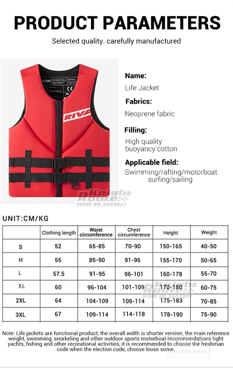 Description Picture 6 of itemLife Vest Adults Surf life Vest Kayak Wakeboard Motorboats Raft Rescue Boat Water Sports Swimming Drifting Rescue Life Jacket