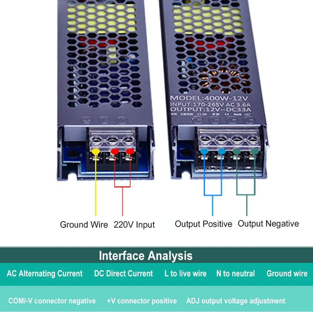 Description Picture 5 of itemSmall size Switch Power Supply AC110V 220V to 12V 24V 48V 60W 100W 150W 200W 300W 400W 500W LED Light Driver Mute Transformer