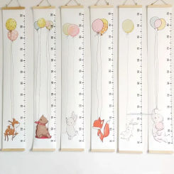 Wooden Canvas Wall Growth Charts Baby Hanging Decorative Chart Height Measure Ruler Removable Wall Sticker for Kids Child Room