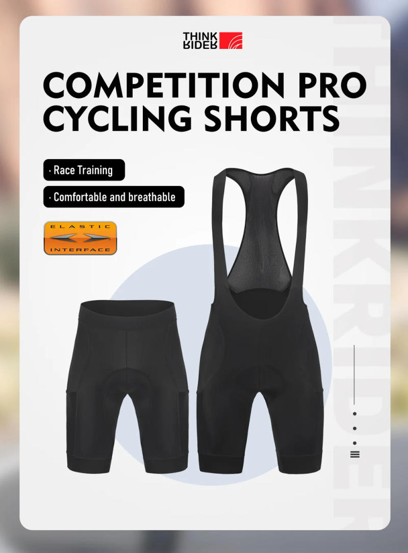 Description Picture 2 of itemThinkRider Cycling Bib Shorts Men Biking Wear 3D Padded Extra Long Distance Elastic Interface Pro Cushion MTB Pants Fit