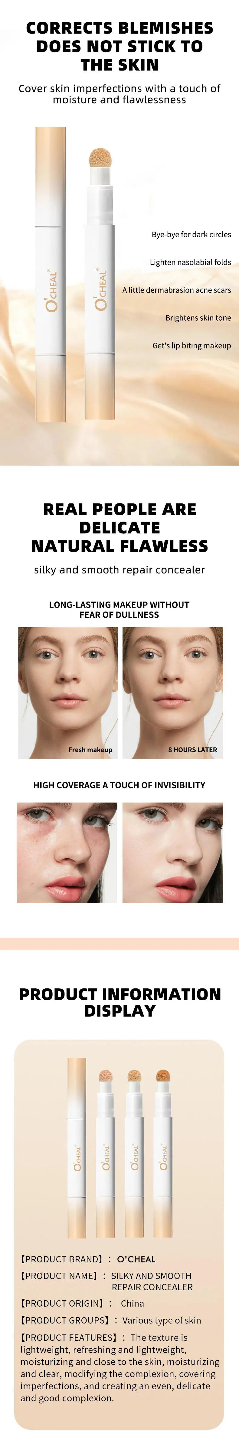 Description Picture 6 of itemAir Cushion Concealer Pen Rotary Liquid Matte Silky Smooth Foundation Cream Pencil Oil Control Cover Dark Circles Natural Makeup