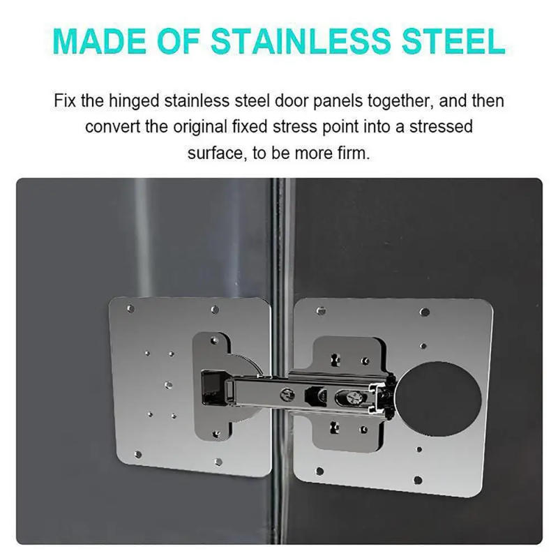 Description Picture 4 of item1/2/4/8PCS Hinge Repair Plate Resistant Stainless Steel Furniture Mounted Plate Cabinet Door Hinges Repair Mount Tool