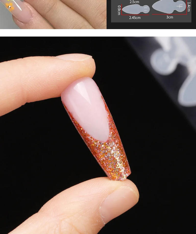 Description Picture 6 of item12Pcs/sheet Reused Soft Silicone Pad French Line Nail Forma Dual Sticker Poly Nail Gel Duet System Dual Form for French Manicure