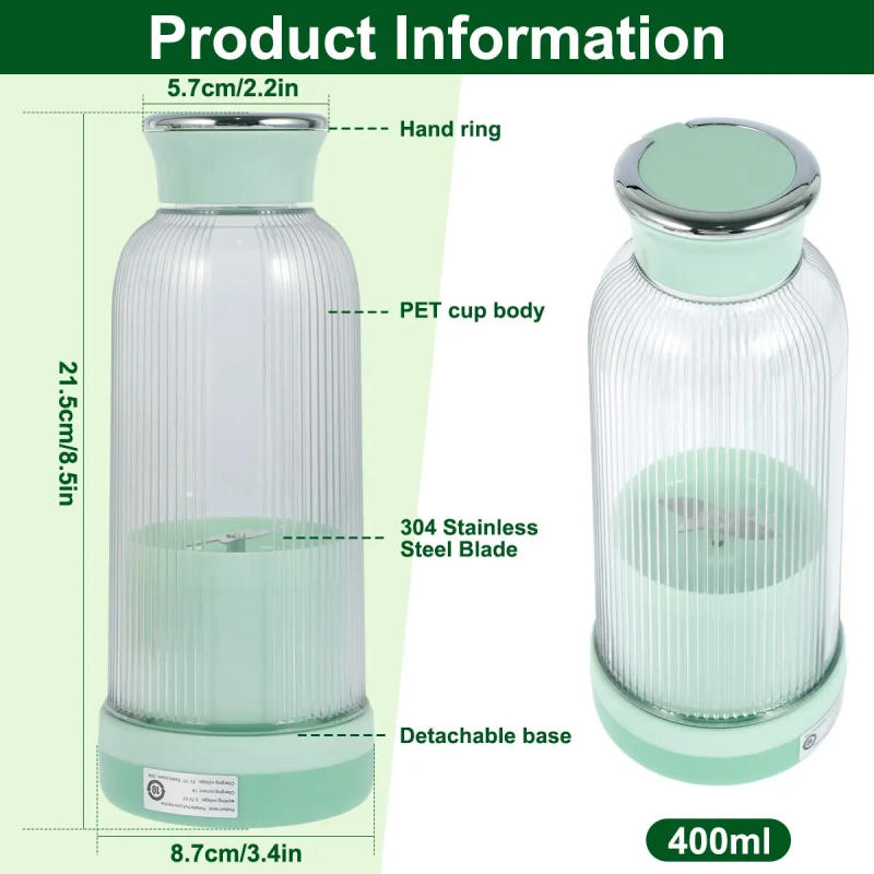 Description Picture 4 of itemMini Juicer Mixer 1300mAh USB Rechargeable Shake Cup Multi-Functional Blender Antioxidant Cup for Office Outdoor Juice Bottle