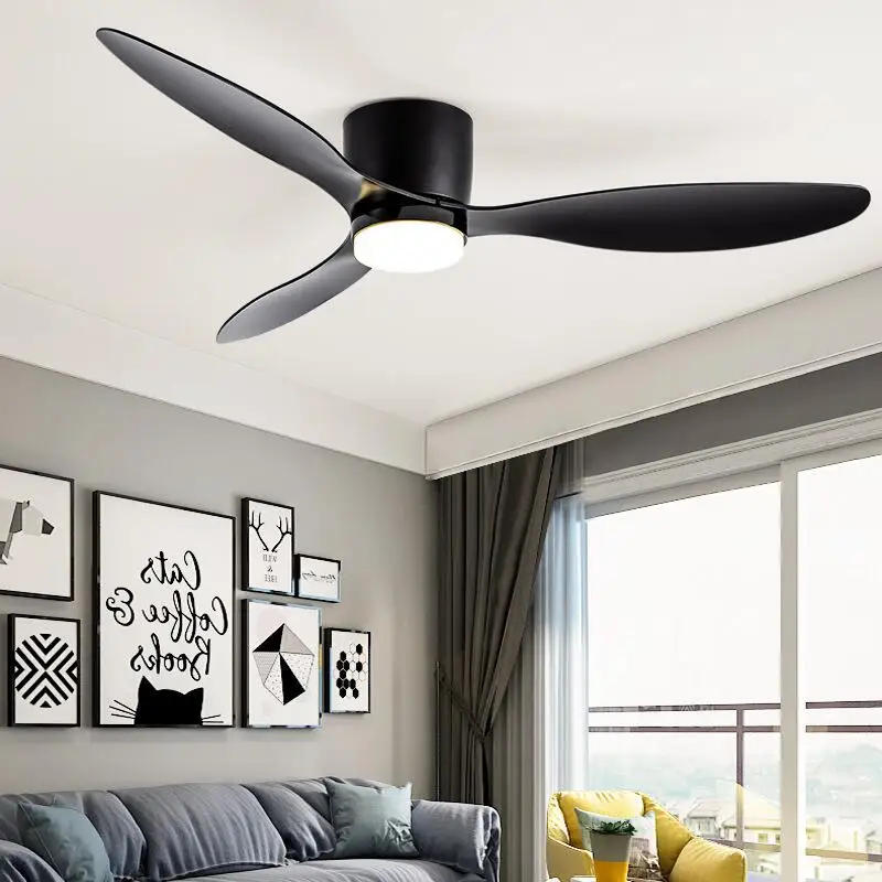 Description Picture 4 of itemLow Floor Ceiling Fans Only 42 Inch 52 Remote Control Cooling Fans Lamp Design Ceiling Fan With Light White wood Black Color FAN