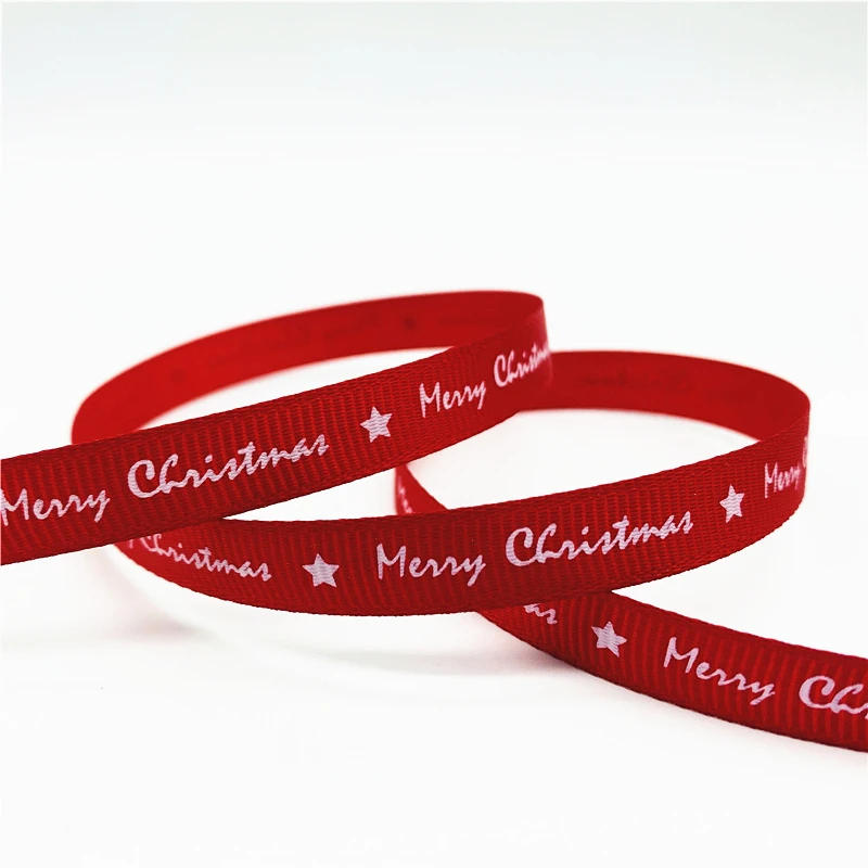 Description Picture 6 of item5yards/Lot 10mm Christmas Ribbon Printed Christmas Grosgrain Ribbon For Handmade Design Christmas Decoration DIY Gift Packing