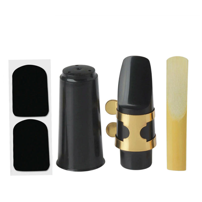 Description Picture 3 of itemAlto Tenor Soprano Sax Saxophone Mouthpiece Plastic with Cap Metal Buckle Reed Dental Pad Woodwind Instrument Accessories