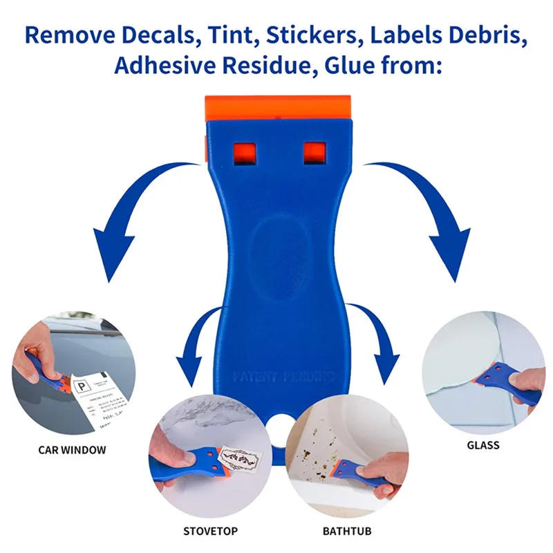 Description Picture 5 of itemRazor, 1PC Plastic Scraper Tool with 10PCS Plastic Blades for Removing Glue, Sticker, Decals, Tint from Car Window and Glass
