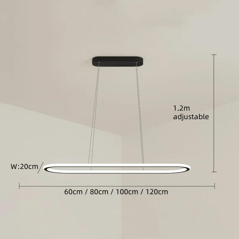 Description Picture 3 of itemNordic modern oval ring pendant ligh simple LED hanging lamp dining table dining room bar counter office store lighting fixtures