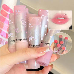 Flowers Mirror Glass Solid Lip Gloss Hydrating Shine Lip Glaze Moisturizing Peach Apricot Tint Jelly Lip Honey Lipstick Makeup