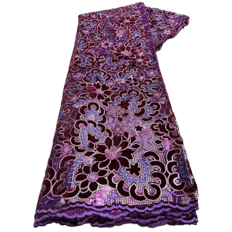 Description Picture 6 of itemClearance sale 2024 Fashion French Embroidery Velvet Lace Fabric African Nigerian With Sequins Lace Fabric For Wedding Dress