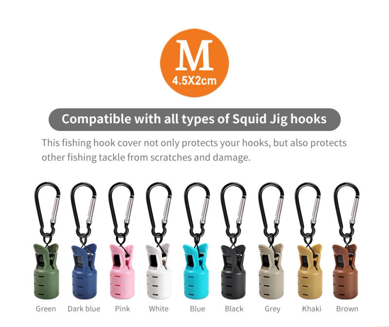 Description Picture 3 of itemNew 6pcs Squid Jig Bait Protector Kit Octopus Egi squid Hooks Cover Cuttlefish Umbrella Lure Cap with Carabiner Fishing Tackle
