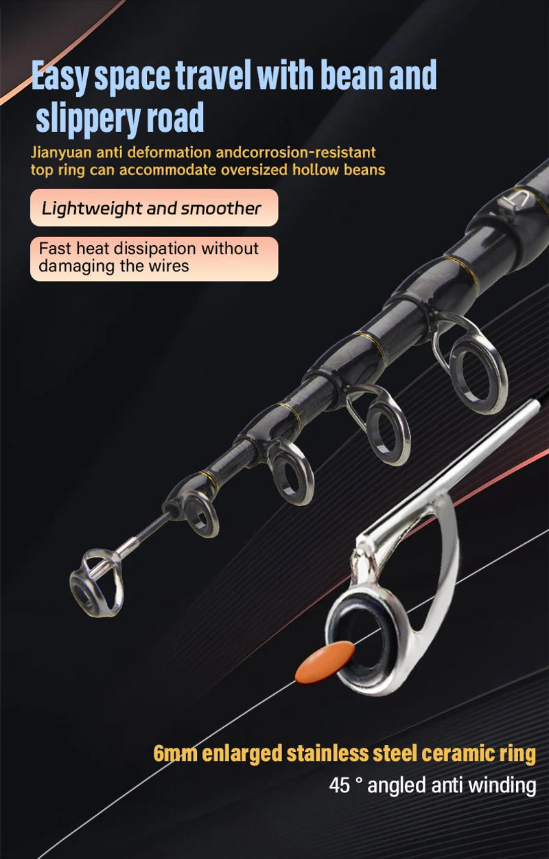 Description Picture 5 of itemTelescopic Lure Rod 1.8M 2.1M Carbon Spinning Rod Baitcasting Fishing Pole 6 Section Wooden Handle Casting Fishing Tackle