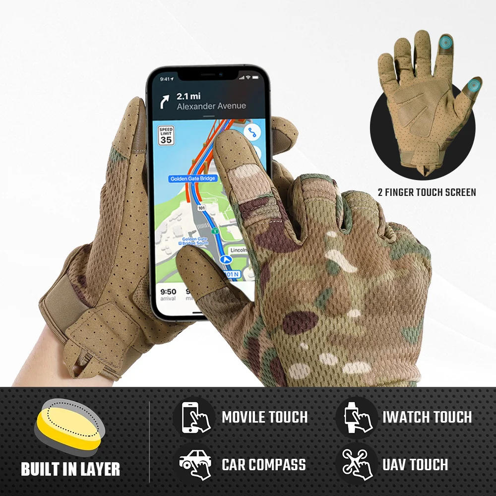 Description Picture 6 of itemCamo Touch Screen Tactical Gloves Outdoor Hunting Shooting Sports Cycling Combat Airsoft Hiking Camping Bike Non-slip Equipment