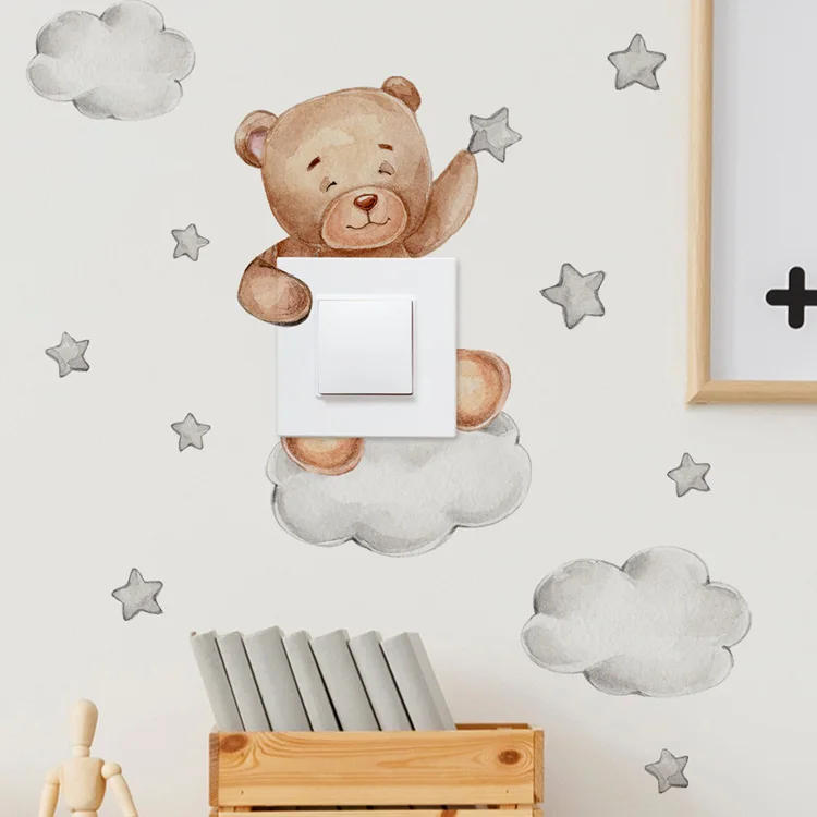Description Picture 3 of itemCute Giraffe Bear Elephant Star Switch Sticker Kid Baby Bedroom Decoration Self-adhesive Home Decor Wallpaper Child Wall Decals