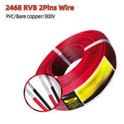 2468 2 Pins Electrical Wire Tinned Copper Insulated PVC Extension LED Strip Cable 30/28/26/24/22/20/18/16 Gauge AWG 5m/10m/20m