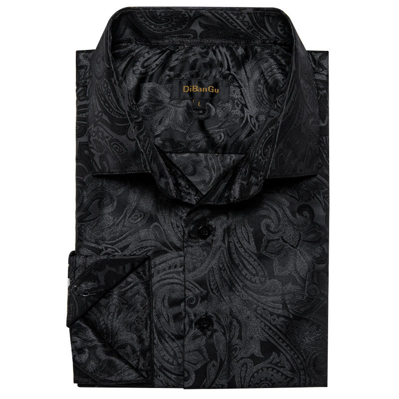 Description Picture 5 of item2024 New Luxury Silk Tuxedo Dress Shirt for Men Long Sleeve Wedding Prom Party Mens Clothing Social Elegant Shirt Blouse DiBanGu