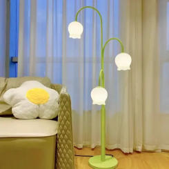 Lily of the Valley cream wind floor lamp flower children's room vertical bedside lamp bedroom atmosphere lamp