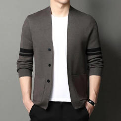 Men Wool Knitted Cardigan 2024 Spring Autumn New Man Sweater Coat