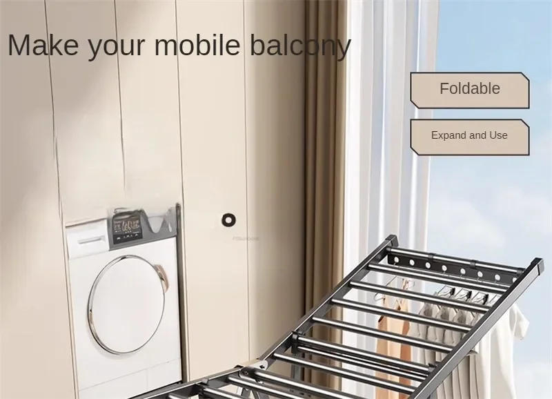 Description Picture 5 of itemOutdoor Balcony Folding Clothes Drying Racks Aluminum Alloy Indoor Quilt Drying Artifact Floor Multifunction Laundry Drying Rack