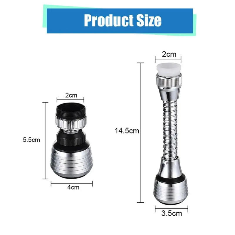 Description Picture 3 of item360 Degree Faucet Rotating Bubbler Filter Nozzle Booster Nozzle Extender Anti Splash Head Water Saver Bathroom Kitchen Tools
