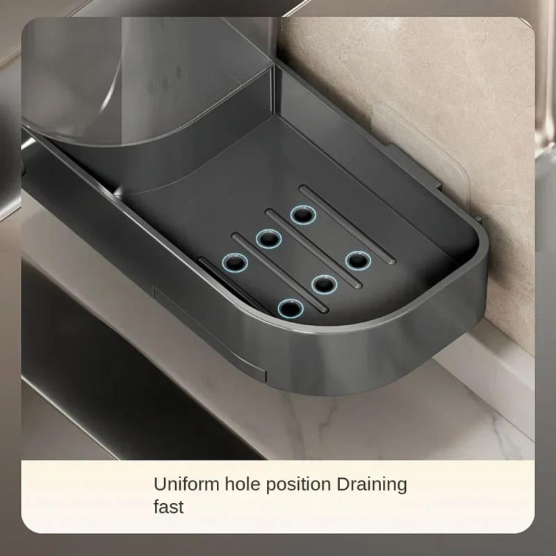 Description Picture 4 of itemWall-mounted Kitchen Sink Press Soap Dispenser Punch-free Kitchen Dish Soap Press Drain Storage Rack Kitchen Accessories