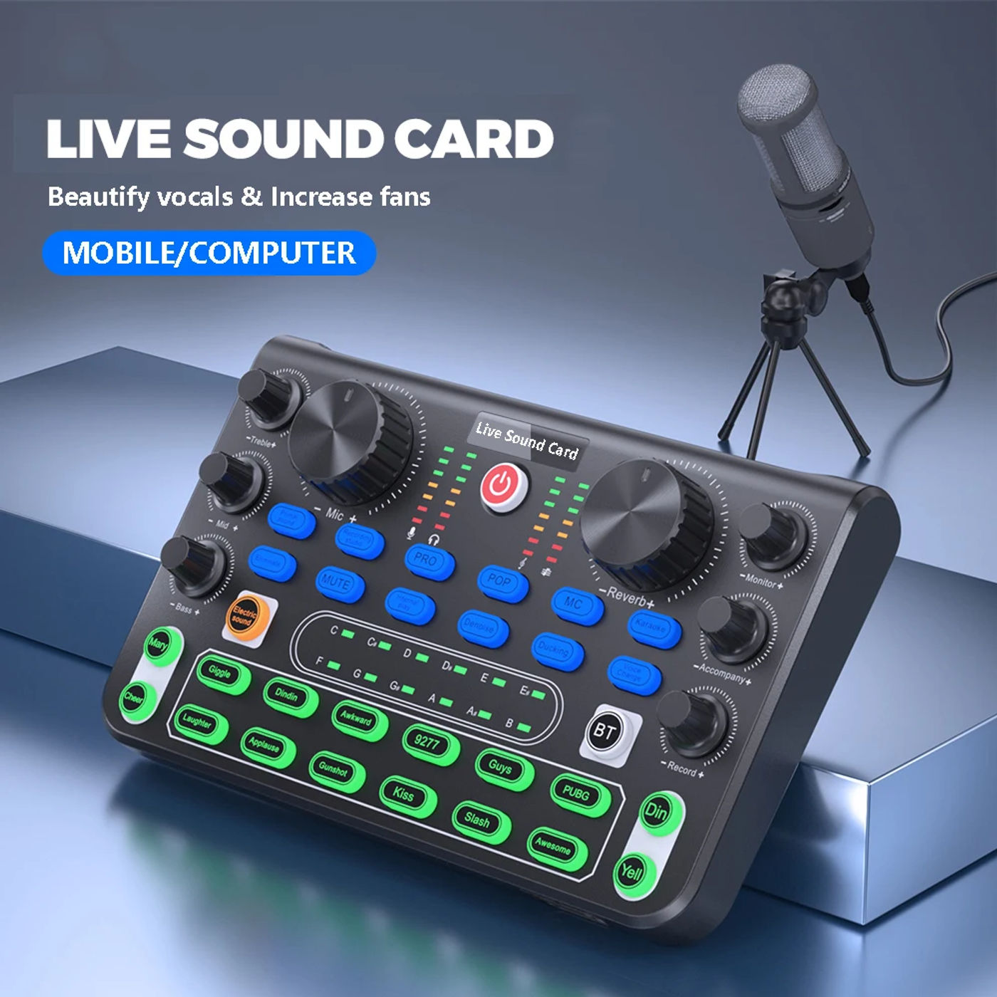 Description Picture 2 of itemSound Mixer Board Live Sound Card for Live Streaming Voice Changer Sound Card with Sound Effects,Audio Mixer for Music Recording