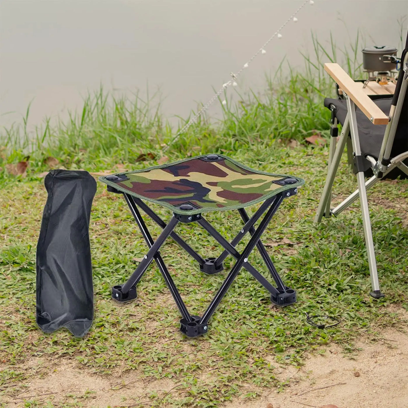 Description Picture 4 of itemFold Camping Stool Fishing Seat Lounger Chair Ottoman Compact Outdoor Foot Stool Portable Footstool for Lounge Patio Camping