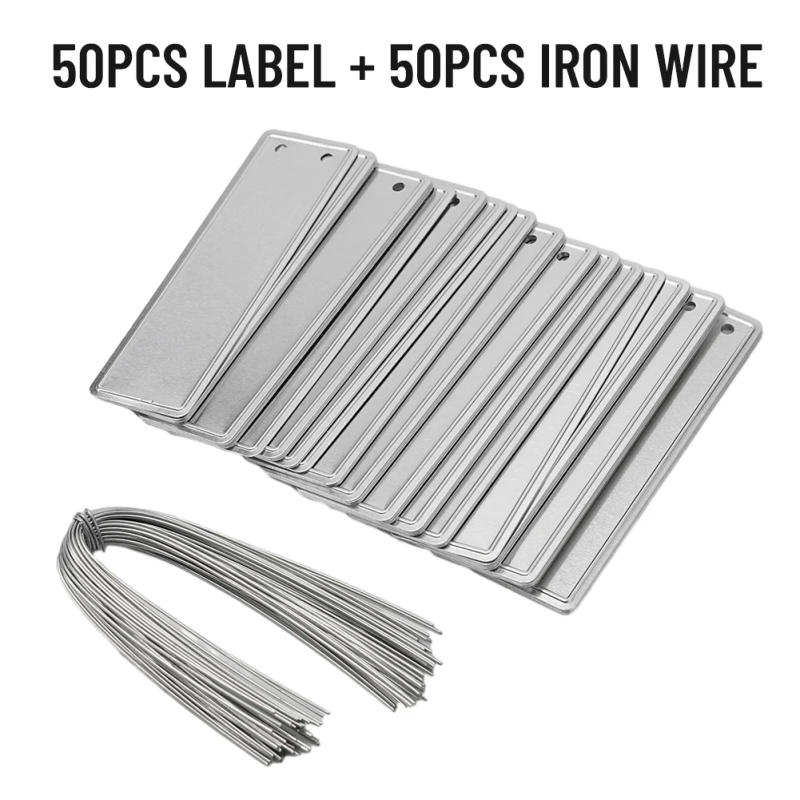 Description Picture 2 of item50pcs Aluminum Plant Labels Double Sided Metal Labels Tree ID Tag Waterproof Iron Wire Nursery Garden Labels Bonsai Sign Tag