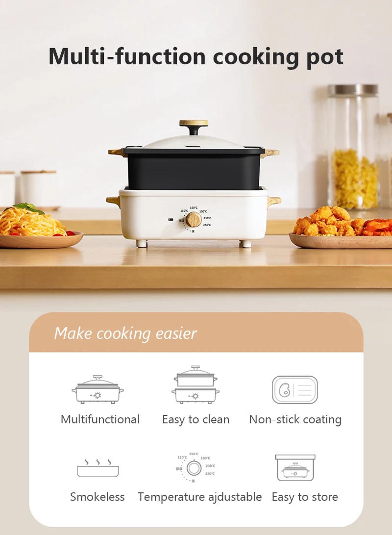 Description Picture 2 of item3 in 1 Multifunction Cooking Pot Octopus Ball Machine Non-stick Smokeless Griller Thermostatic Hotpot Boiler Temperature Control