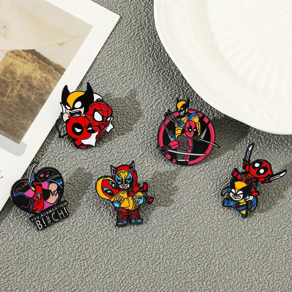 Description Picture 6 of itemSET Brooch Deadpool & Wolverine Metal Badge Cartoon Anime Genre Character Originality Enamel Pin Backpack Accessories Gifts
