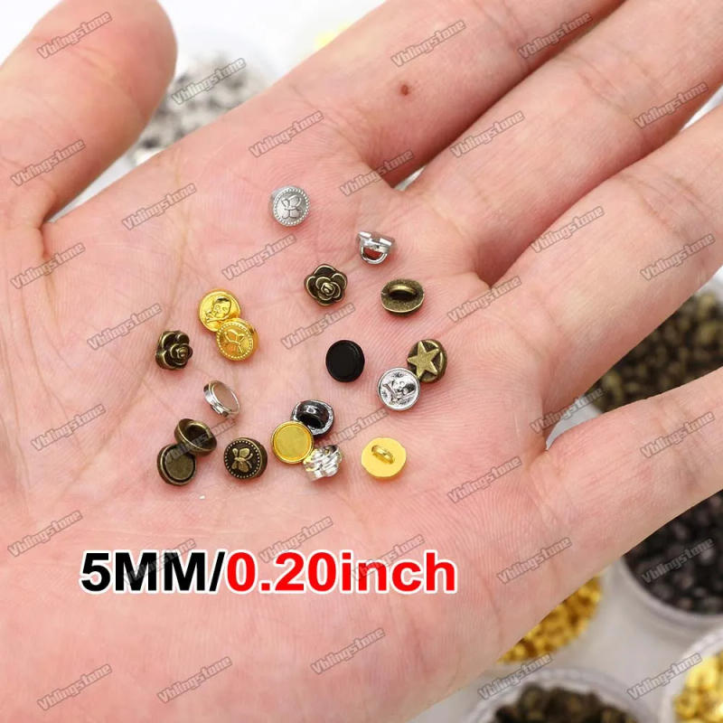 Description Picture 5 of item20Pcs 5mm Tiny Metal Buttons Flower Doll Buckles Mini Sakura Buttons for Doll Clothes Buckle DIY Bags Shoes Sewing Accessories