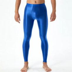 Elastic Pants Men's Silky Smooth Slim Fit Long Johns Leggings with U Convex Bulge Pouch High Elasticity for Comfort for Style