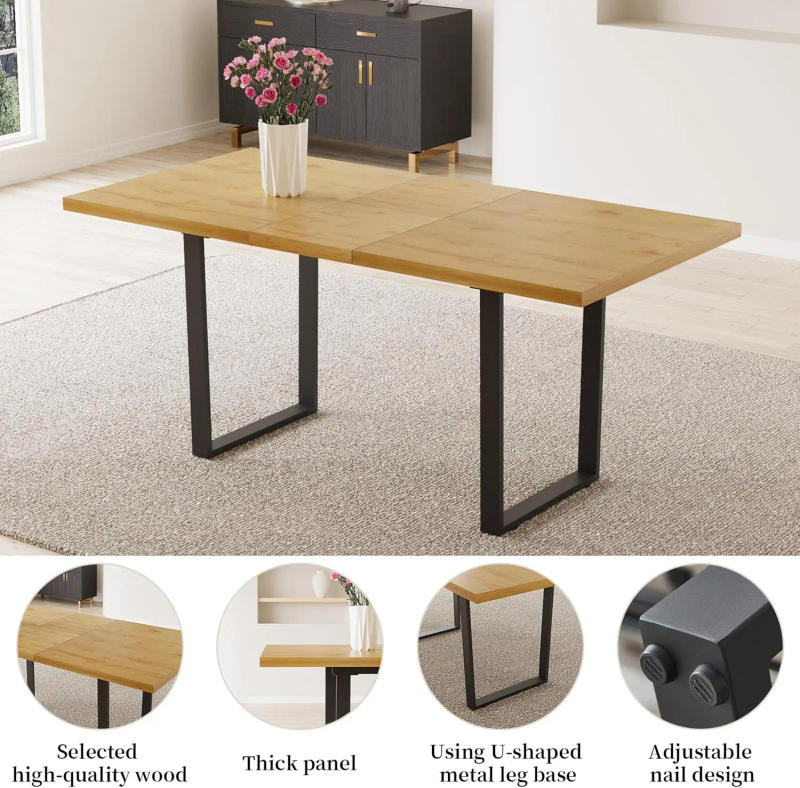 Description Picture 3 of itemDining Tables, 6-8 People Kitchen Dinings Room Table Set Extendable Wood Dinings Table and 6 Upholstered Chairs, Dining Tables