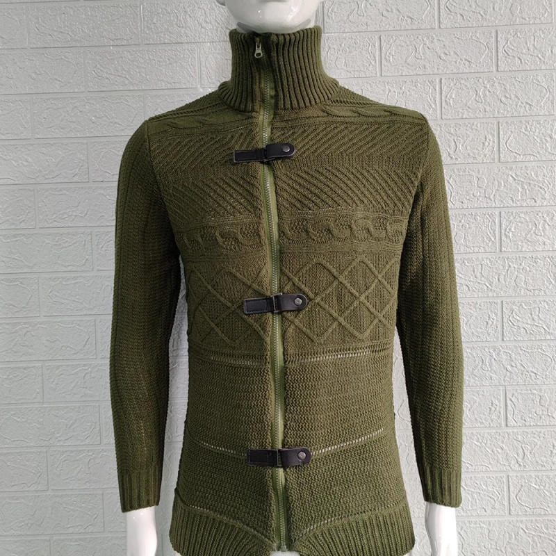 Description Picture 4 of item2024 autumn/winter new thick turtleneck top long-sleeved leather button knit sweater